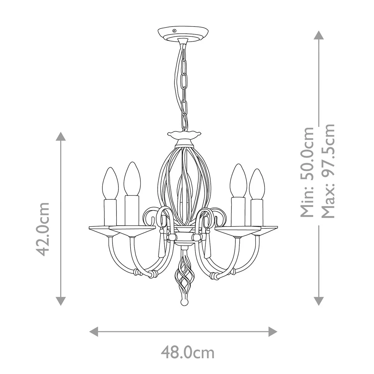 Ägäischer Kronleuchter mit 5 Lichtern, gealtertes Messing - Image 5