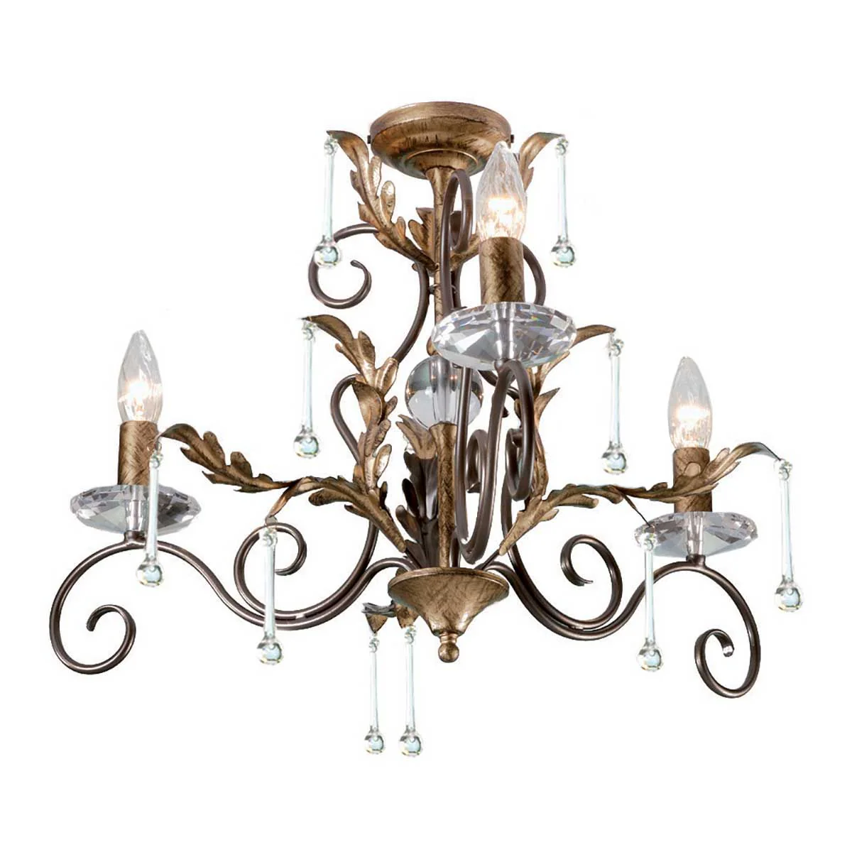 Amarilli Kronleuchter mit 3 Lichtern, Bronze mit goldener Patina - Image 6