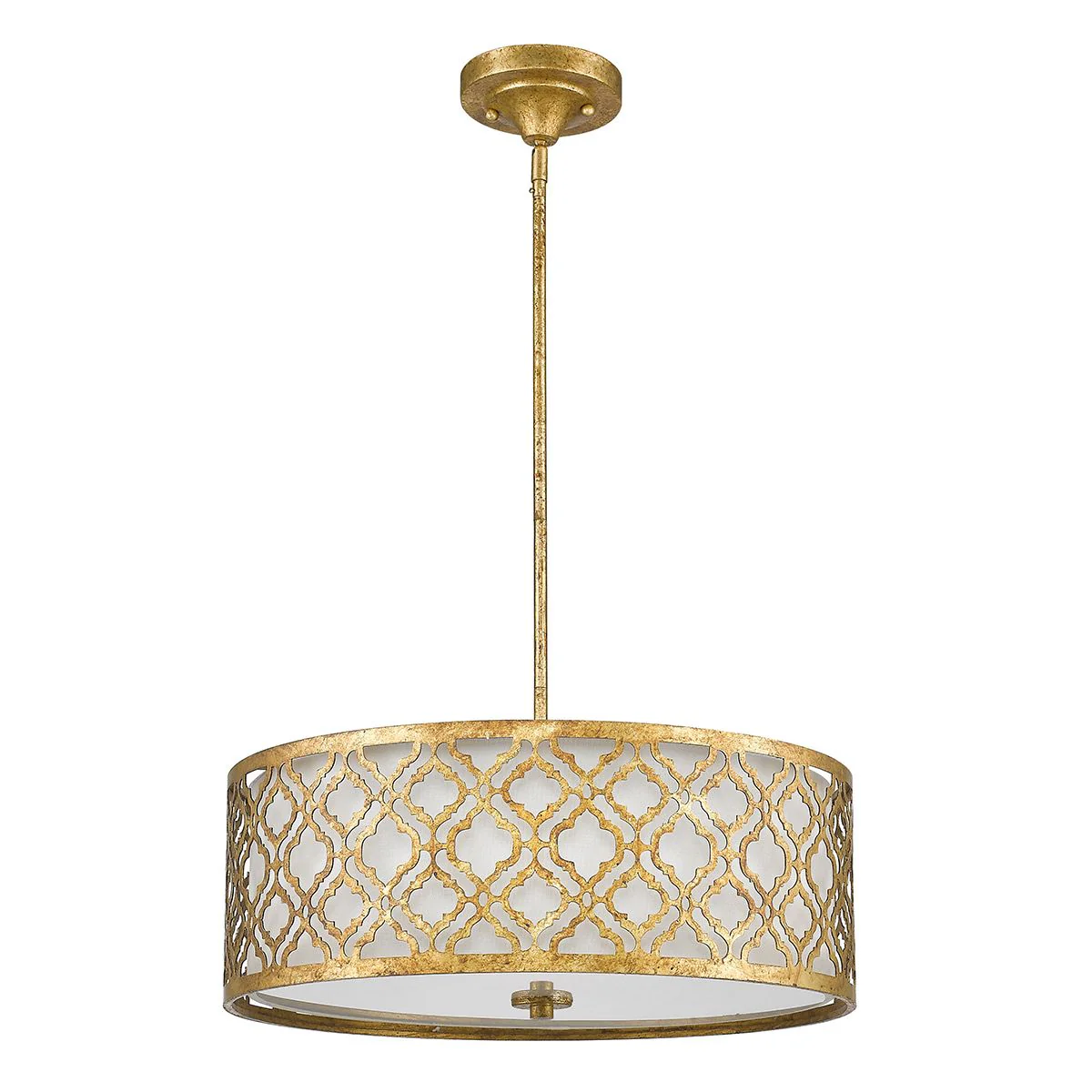 Arabella Pendelleuchte mit 3 Lichtern und Doppelhalterung, groß, Antik-Gold, Lampenschirm Elfenbein - Image 6