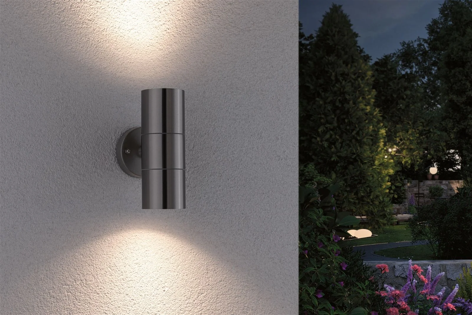 Außenwandleuchte Flame IP44 60mm max. 2x10W 230V Edelstahl gebürstet Edelstahl Wandaufbauleuchte - Image 3