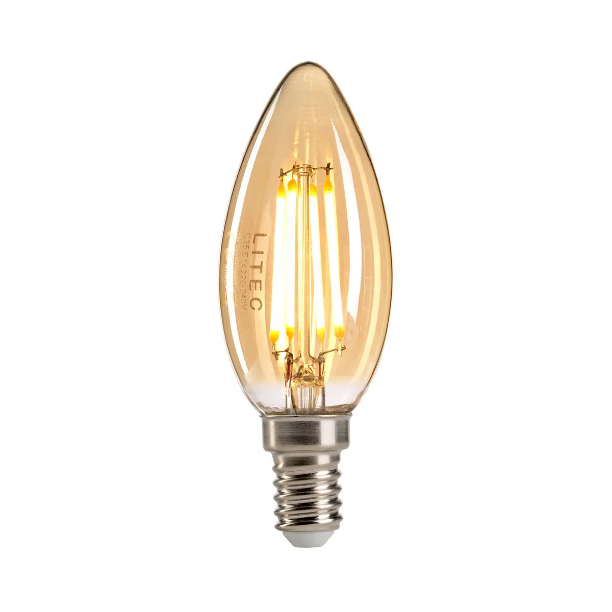 Bernsteinfarbene LED-E14-Kerzenlampe - Bernsteinfarbenes Glas - Image 2