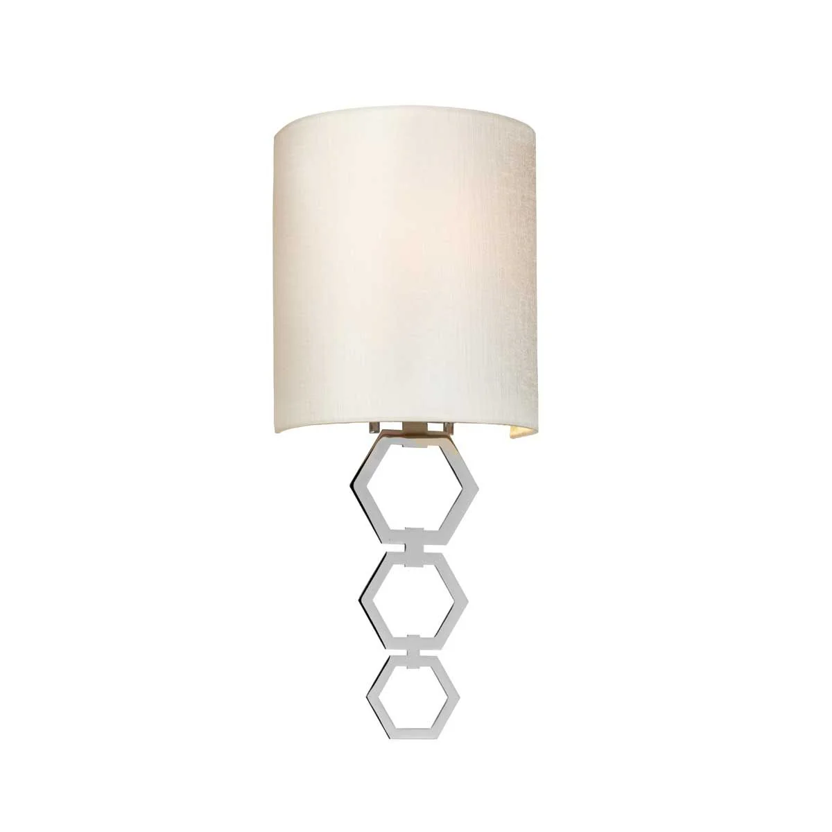Clark Small Wandleuchte mit 1 Licht, poliertes Chrom, Lampenschirm aus elfenbeinfarbener Kunstseide