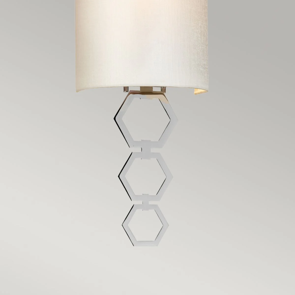 Clark Small Wandleuchte mit 1 Licht, poliertes Chrom, Lampenschirm aus elfenbeinfarbener Kunstseide - Image 3