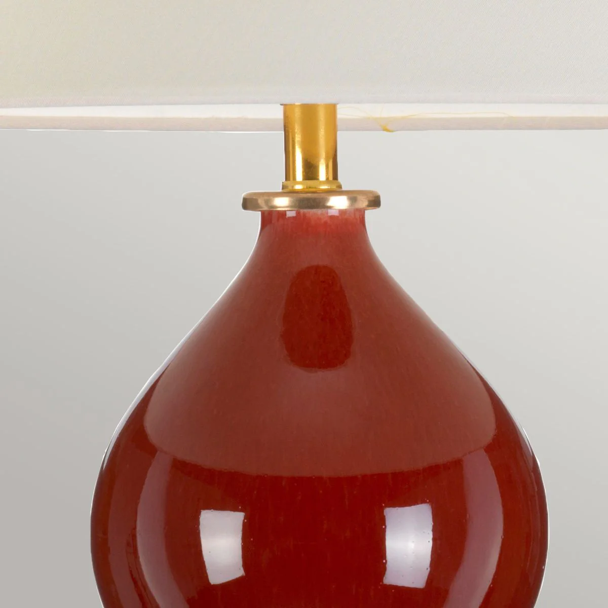 Harbin Gourd 1-flammige Tischlampe mit hohem Empire-Design – Ochsenblut mit cremefarbenem Schirm - Image 3