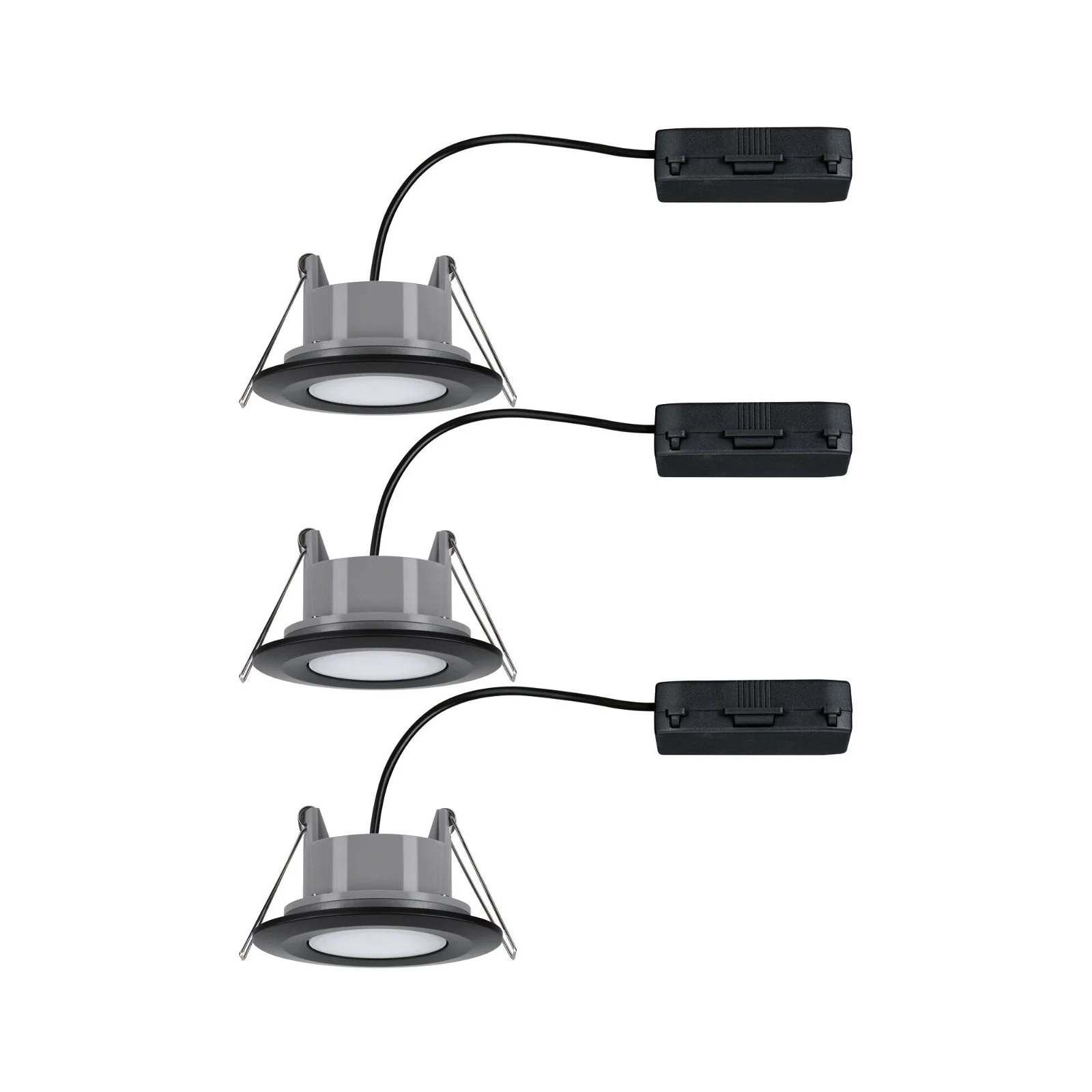 HomeSpa LED Einbauleuchte Calla 3er-Set schwenkbar IP65 rund 90mm 30° 3x5W 3x430lm 230V White Switch Schwarz matt Deckeneinbauleuchte - Image 4