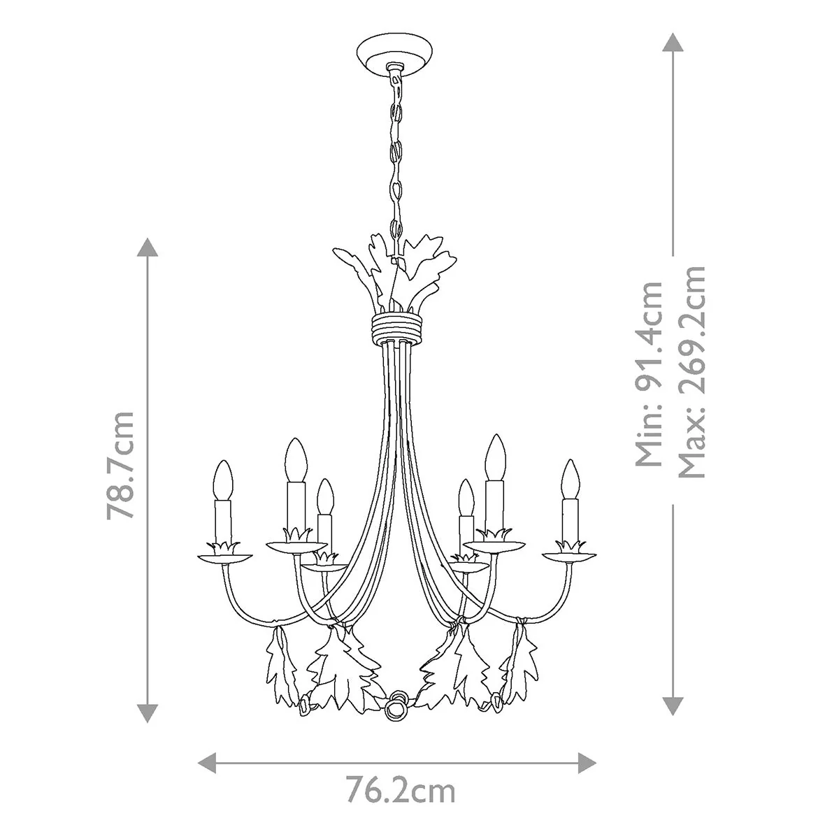 Kronleuchter Sweet Olive mit 6 Lichtern, vergoldetes Gold - Image 7