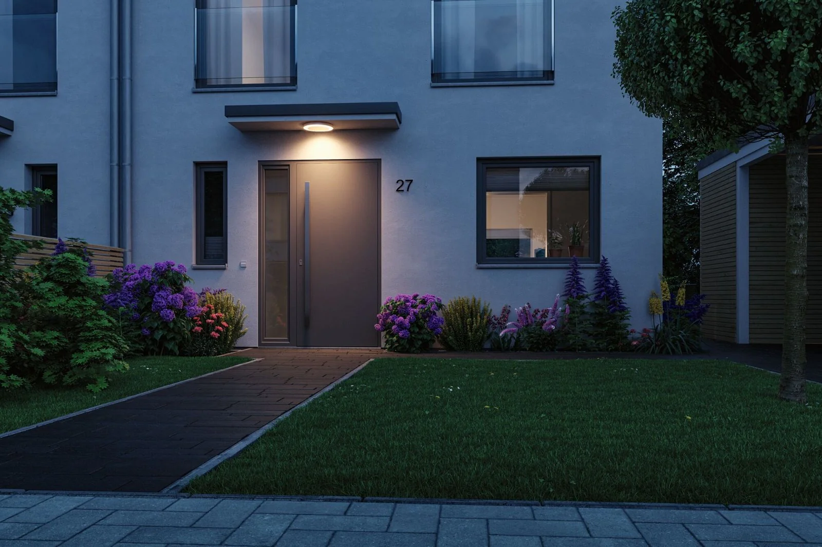 LED Deckenleuchte Circula Dämmerungssensor insektenfreundlich IP44 rund 320mm Tunable Warm 14W 880lm 230V Weiß Kunststoff Deckenaufbauleuchte - Image 3