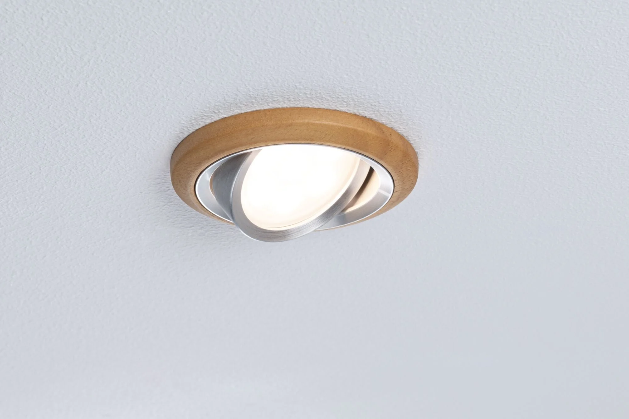 LED Einbauleuchte Lanati Einzelspot rund 84mm 30° Coin 6W 470lm 230V 2700K Holzoptik Eiche/Alu gedreht - Image 3