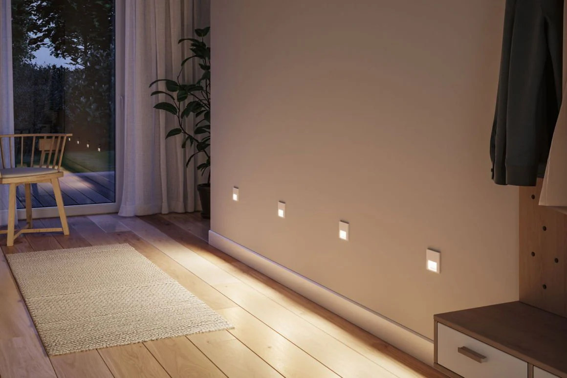 LED Wandeinbauleuchte Tsaro eckig 80x36mm 1W 80lm 230V 2700K Weiß matt - Image 4